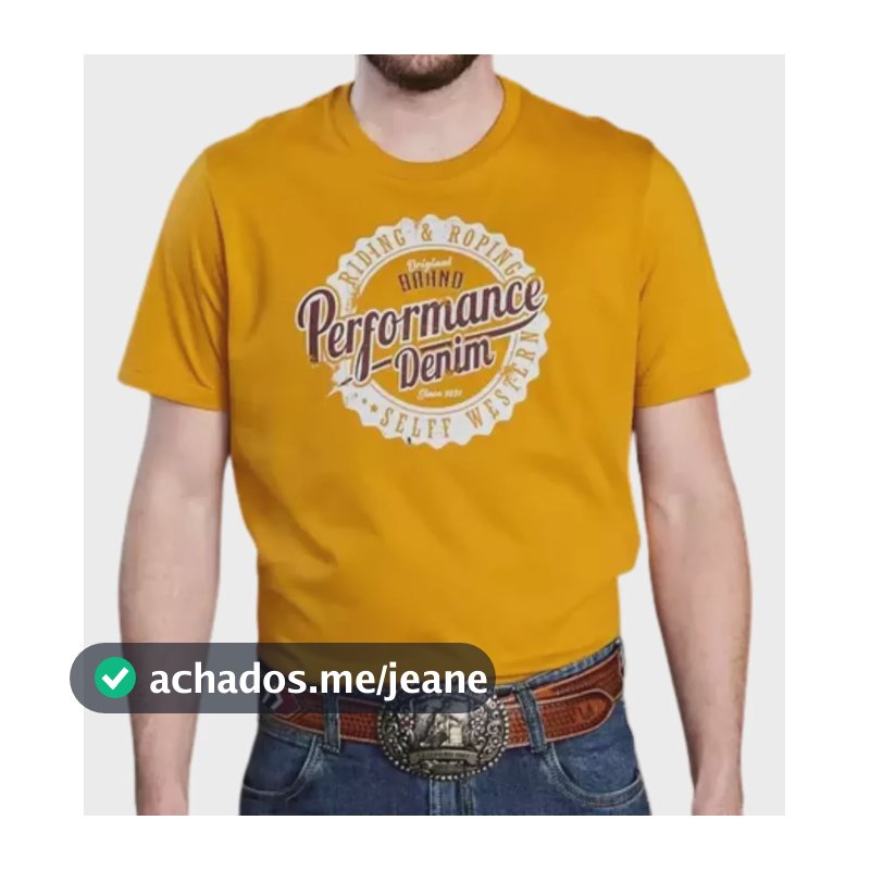 Camiseta Masc. Selff Western Print Performande Laranja P