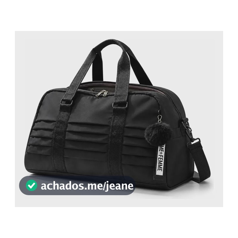 Bolsa Academia Blogueira Fitness Versátil Reforçada Transversal Influencer Viagem Preto