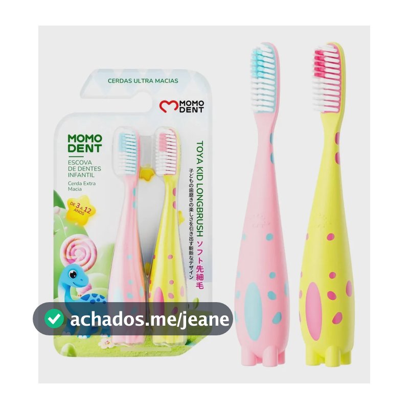 Escova De Dentes Infantil Momodent Mo582 Formato Dinossauro Rosa/verde