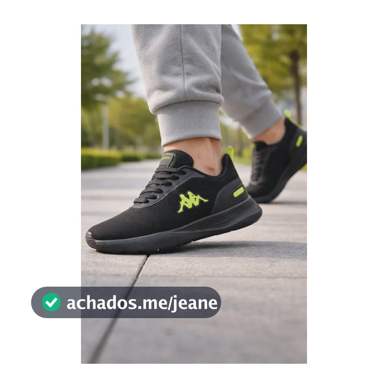 Tenis Kappa Treviso Original Unissex Confortável Academia Preto-amarelo-limão 40 Br