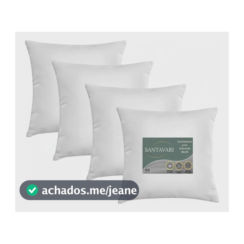 Kit 4 Enchimento Almofada 40x40 Refil 100% Fibra Siliconada Branco Liso