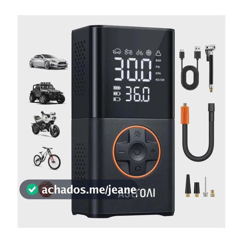 Compressor Portátil Mini Car Air Pump Digital Bomba Elétrica 150PSI Com Visor Para Carro Moto Bike Calibrador De Pneu Multifuncional AstroAI