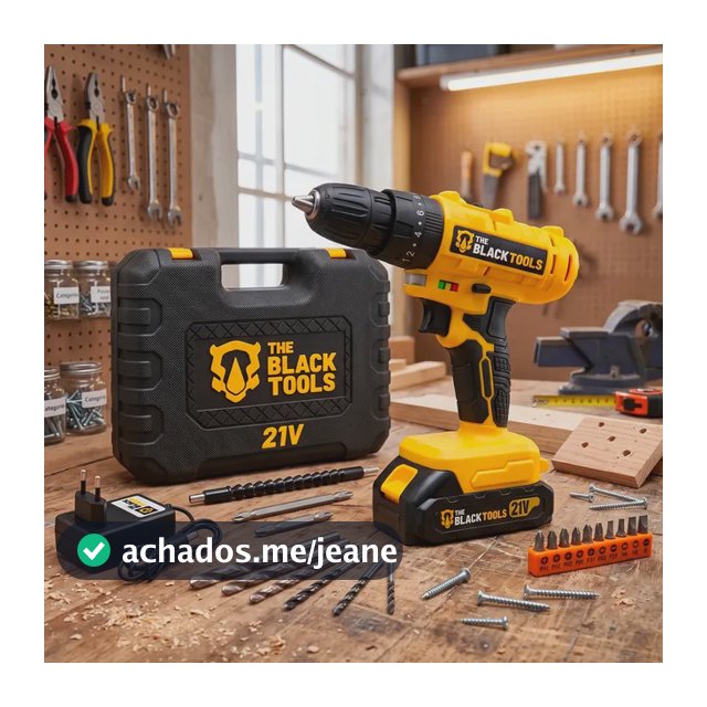 Parafusadeira Furadeira 21v 2 Baterias Profissional Bivolt Amarelo 127/220v 50/60hz