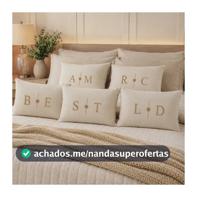 Almofada Bordada Personalizada Decorativa 50x3 Presente Cama Cru Bordada/ 2 Letra