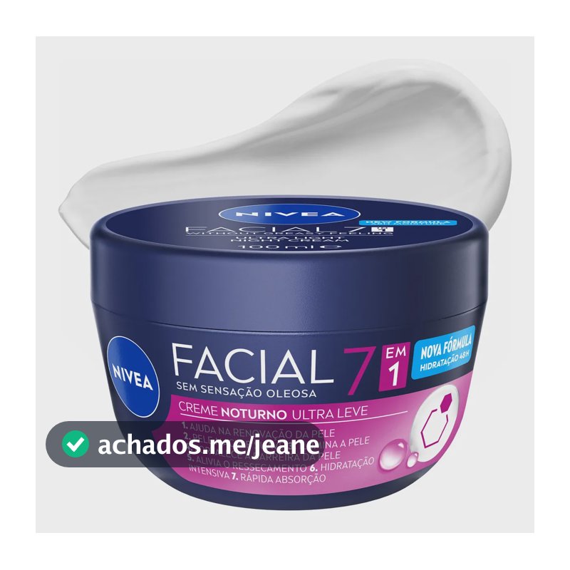 Creme Hidratante Facial Noturno 7 Em 1 100g Nivea Todo Tipo De Pele