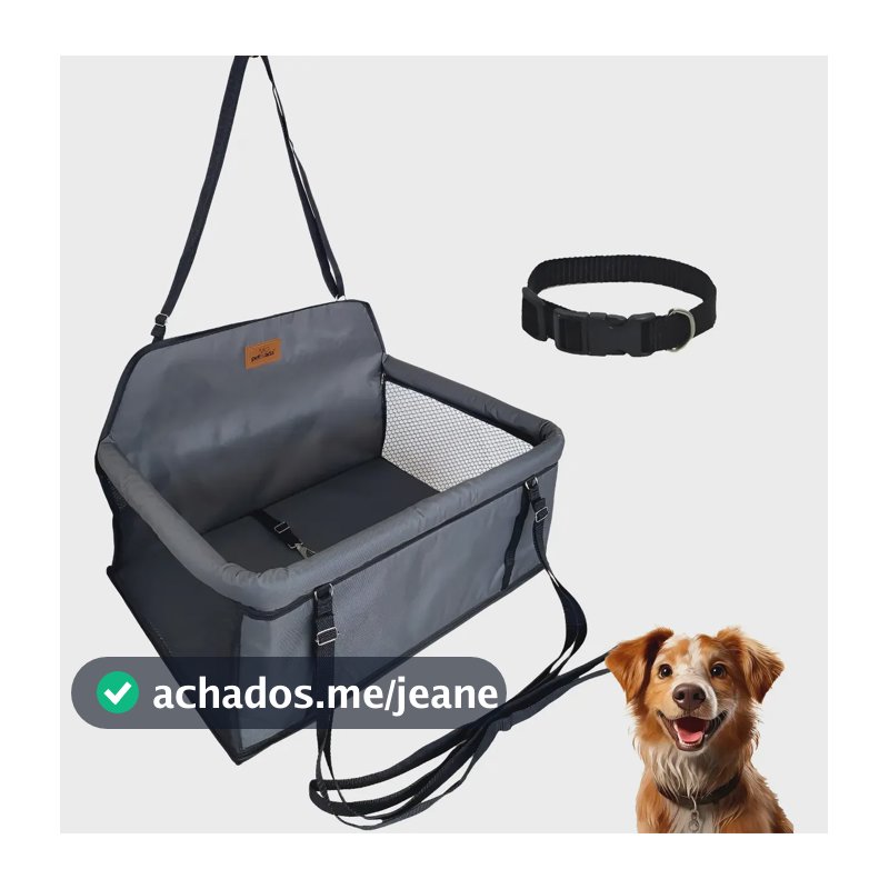 Cadeirinha Assento Pet Carro Para 1 Cachorro Gato Até 30kg Cor Cinza