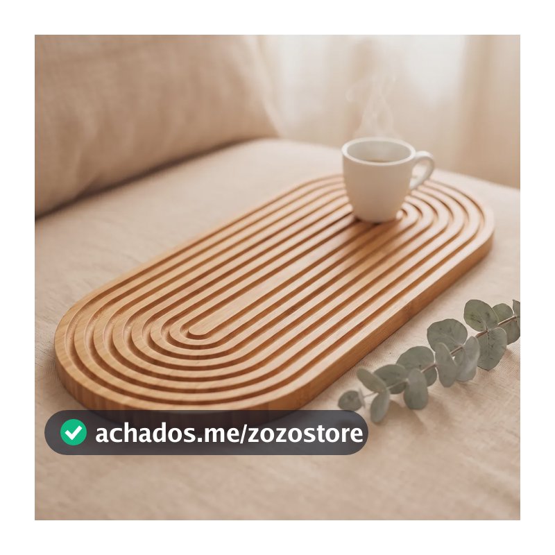 Bandeja De Bambu 40cm Decorativa E Organizadora Servir Café Marrom-claro