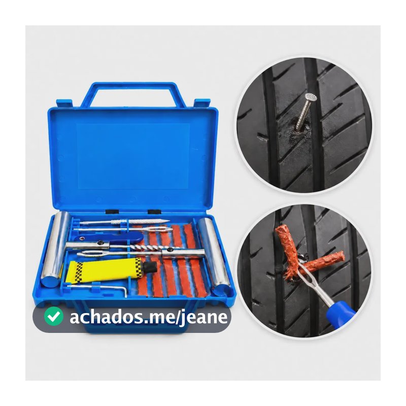 Kit Reparo Pneu Remendo Carro Moto Macarrão Metal Com Maleta 13 peças Furo Concerto Portátil Profissional Ferramenta Bicicleta Veículos Resistente