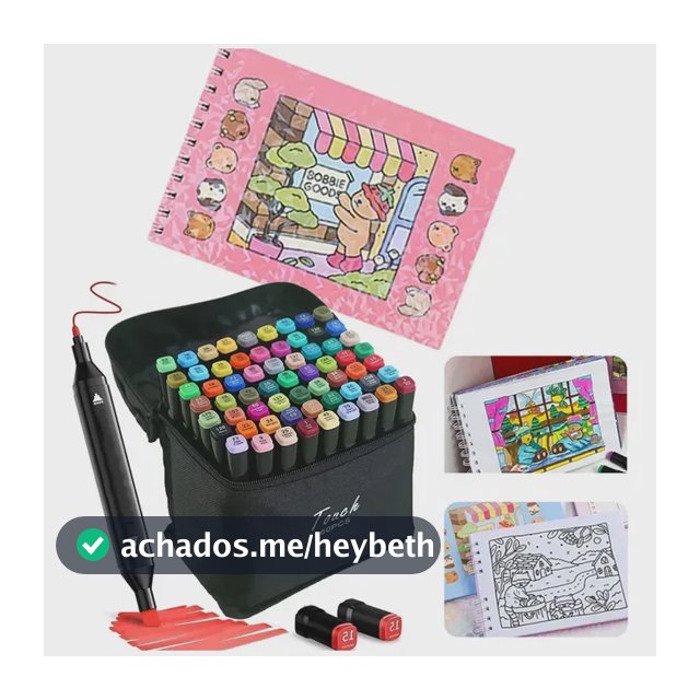 Kit Livro De Colorir + Canetinhas 24 Cores Ponta Dupla