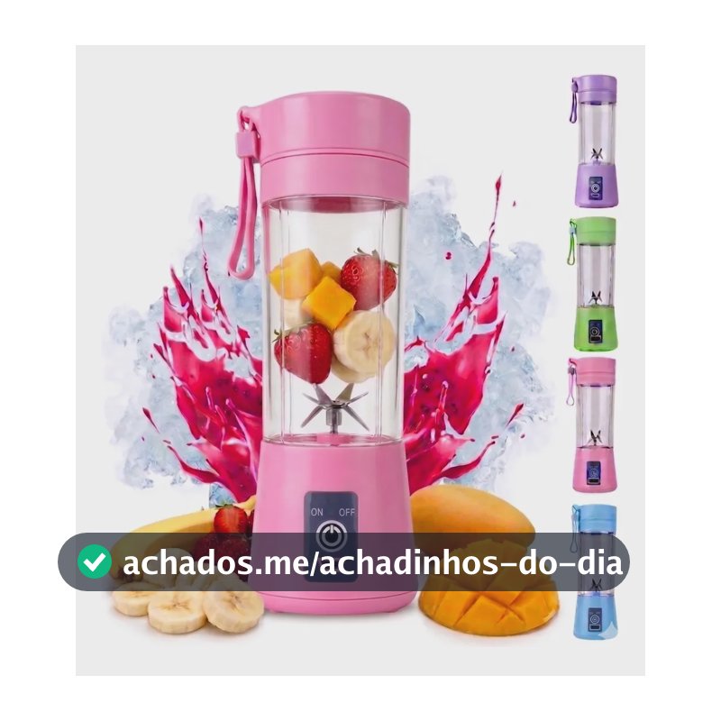Mini Liquidificador Portátil Usb Recarregável Mixer 380ml Rosa 5v