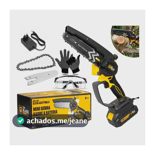 Kit Mini Motosserra Elétrica Portátil 6pol 21v Profissional  Preto 127/220v 50/60hz