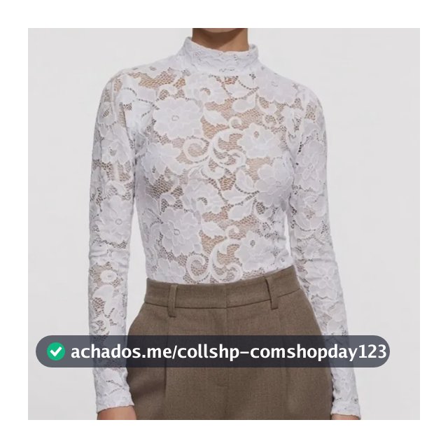 Blusa Gola Alta Renda Feminina  Manga Longa