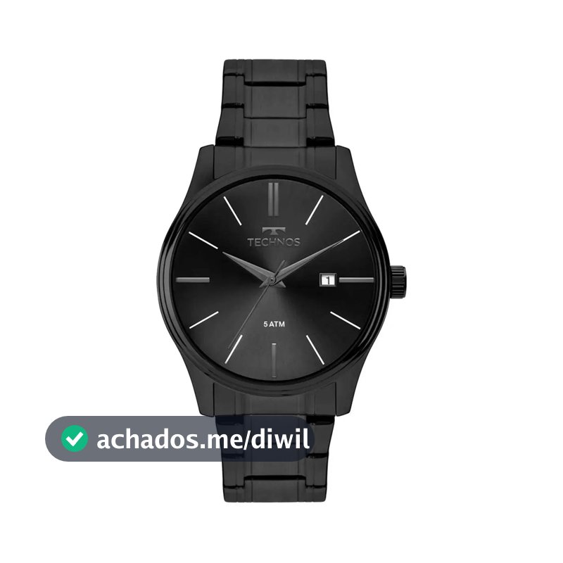 Relógio Technos Masculino Quartzo Grafite 42mm Aço Resistente à Água