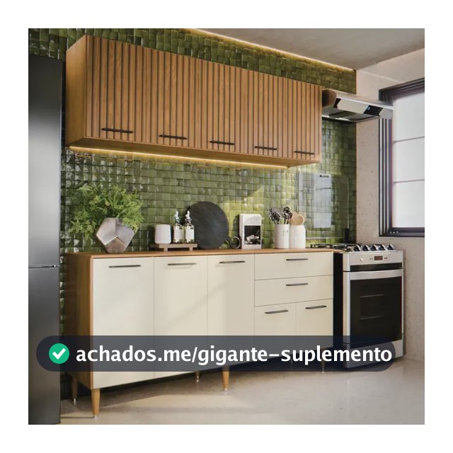 Armário De Cozinha Completo 140cm Aéreo E Balcão, 10 Portas E Gavetas, Funcional Para Cozinhas Ou Planejada Compacta Suspenso De Parede Ripado 3D Off White Bela