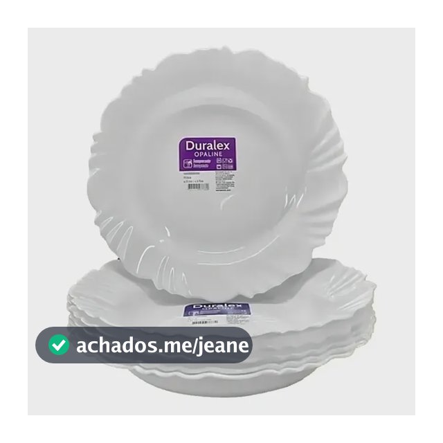 Jogo 6 Pratos Fundos Duralex Opaline Pétala Branco Nadir