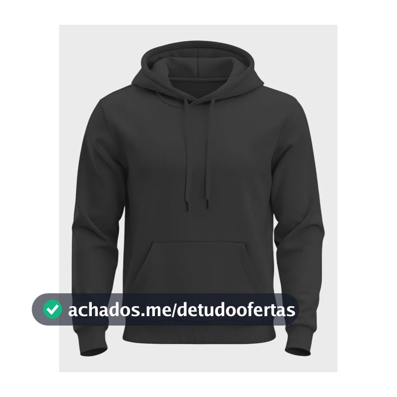 Moletom Liso Algodão Unissex Blusa De Frio Canguru Flanelado G Preto