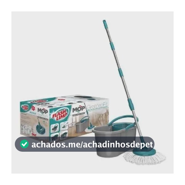 Mop clean Giratório Fit Com Balde Centrífuga Cinza-escuro