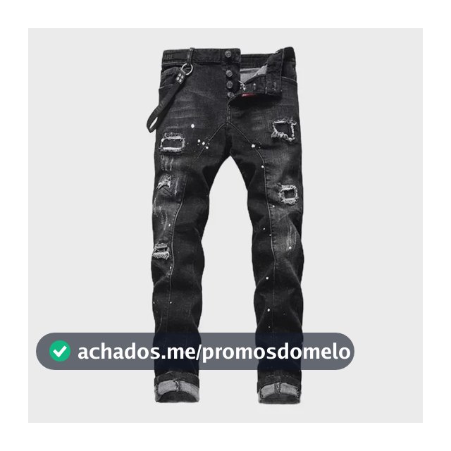 Calça Jeans Masculina Preta Rasgada E Manchada De Tinta Xl