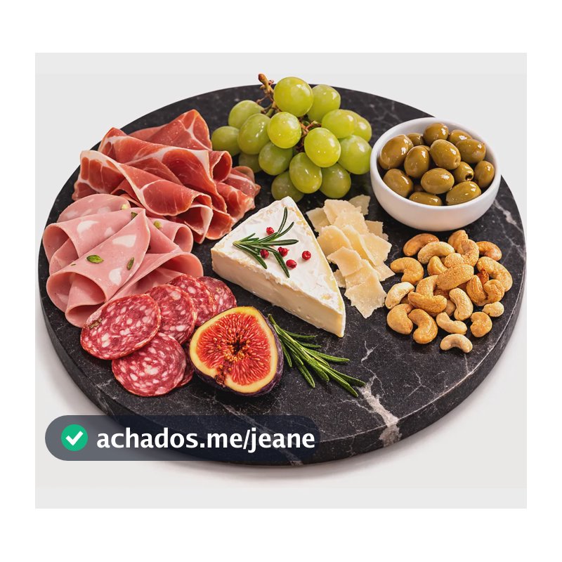 Tábua Petisqueira Servir Frios Sushi Churrasco Mármore Preto Preta
