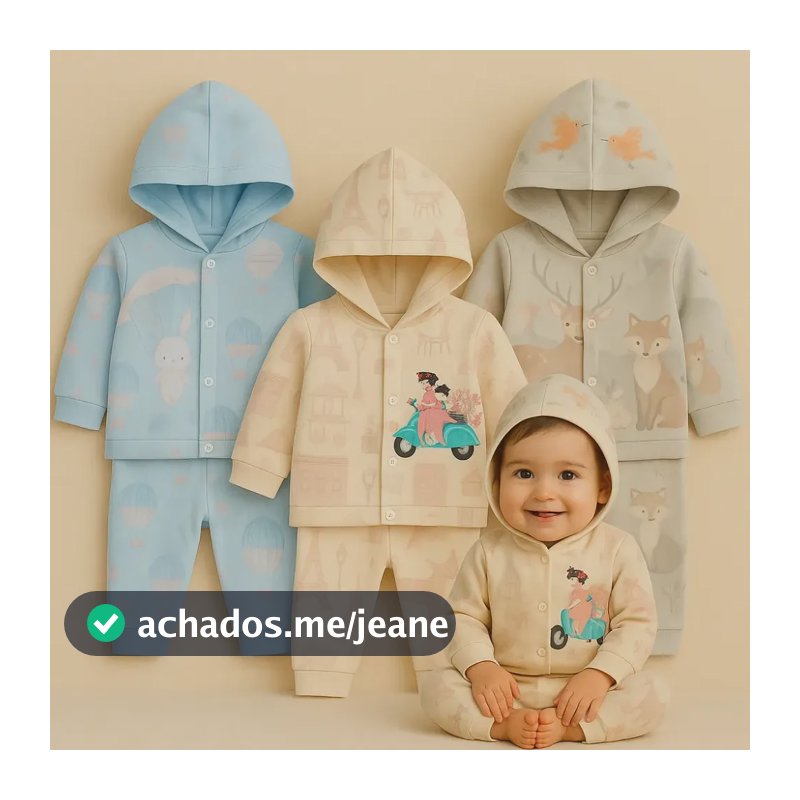 Kit 03 Conjuntos Inverno Infantil Roupa Bebê Estampa Digital Meninas 3
