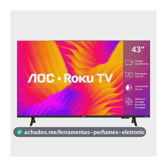 Smart Tv Aoc Led 43 Full Hd Wi-fi Roku Tv Sem Bordas
