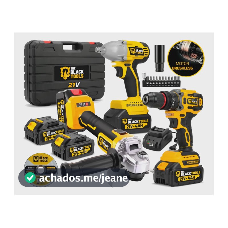 Kit 3 Em 1 Ferramentas Brushless Elétrica 21v Com 2 Baterias