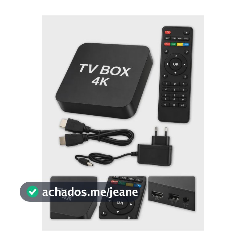 Smart Tv Box Android 10 4k Wi-fi 2gb Ram 16gb Netflix Prime Preto Padrão
