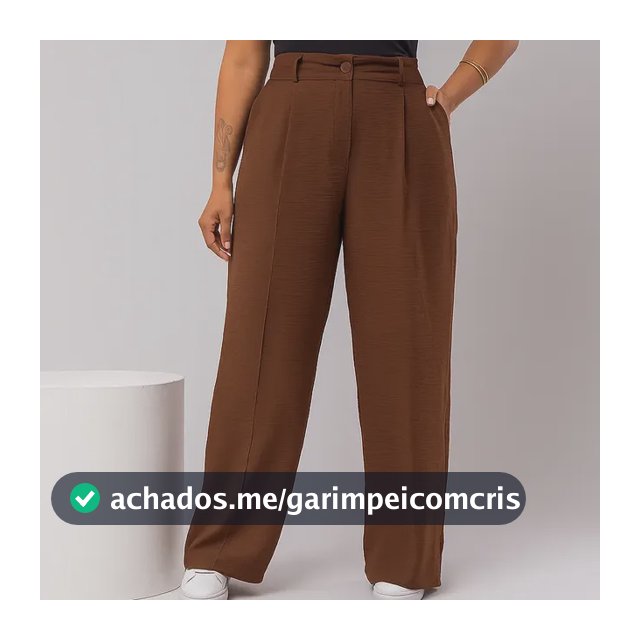 Calça Feminina Plus Size Pantalona Básica Wide Leg Duna