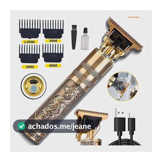 Maquininha de Corte Profissional Dragão Sem Fio Lâminas Titanium USB