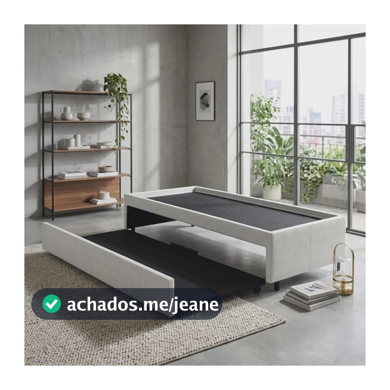 Bicama Box Para Dois Colchões Solteiro Courino Branco 88x188 Branco