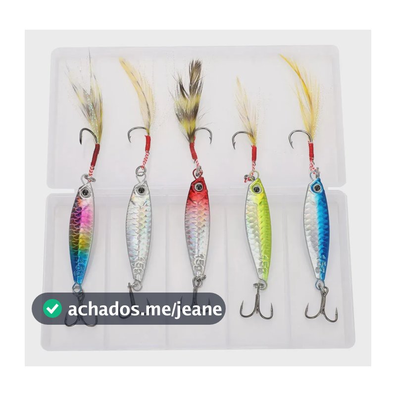 Kit 5 Iscas Artificiais Marca Aostsoa Jumping Jig Slow Jig Metal 20g Cores Diferentes