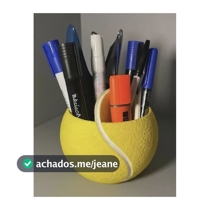 Porta-lápis Organizador De Mesa Bola De Tênis Amarelo