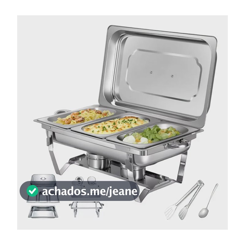 Rechaud Retangular 11l Com 3 Cubas 1/3 Banho Maria Gourmet 127/220v