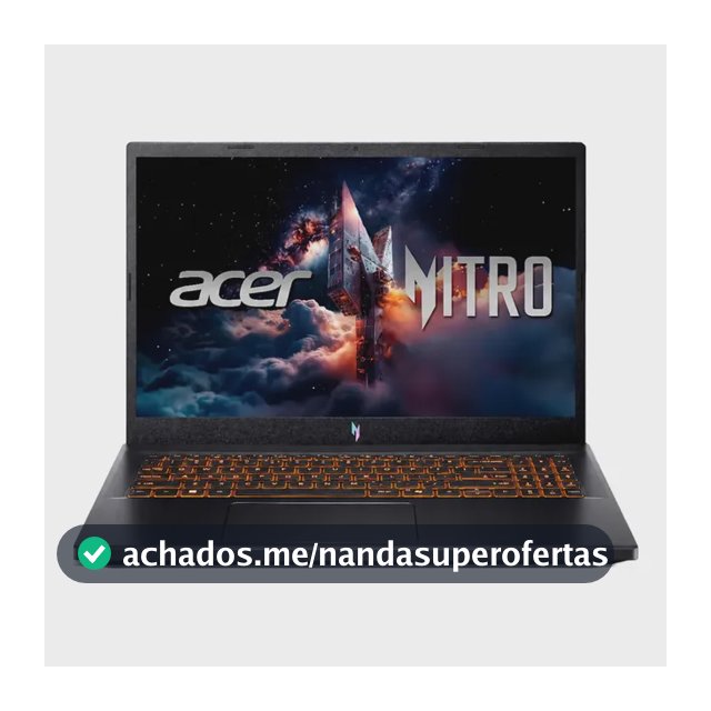 Notebook Gamer 15.6" Acer Nitro V 15 com Processador Intel Core i7 de 13ª Geração Placa de Vídeo NVIDIA GeForce RTX 4050 com 6GB Memória RAM de 8GB DDR5 SSD de 512GB Tela IPS 165Hz Linux