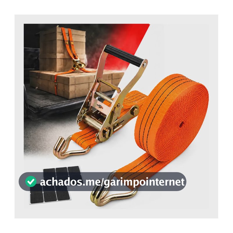 2 Kit Cintas Catraca Amarração Pequena 2t  5m Carga Reforçad Laranja