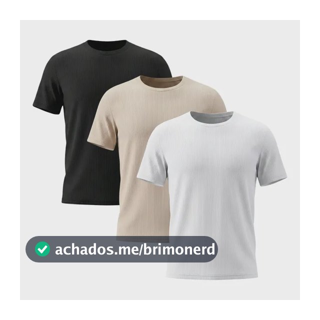 Kit 3 Camisetas Masculina Canelada Americana Gola Careca