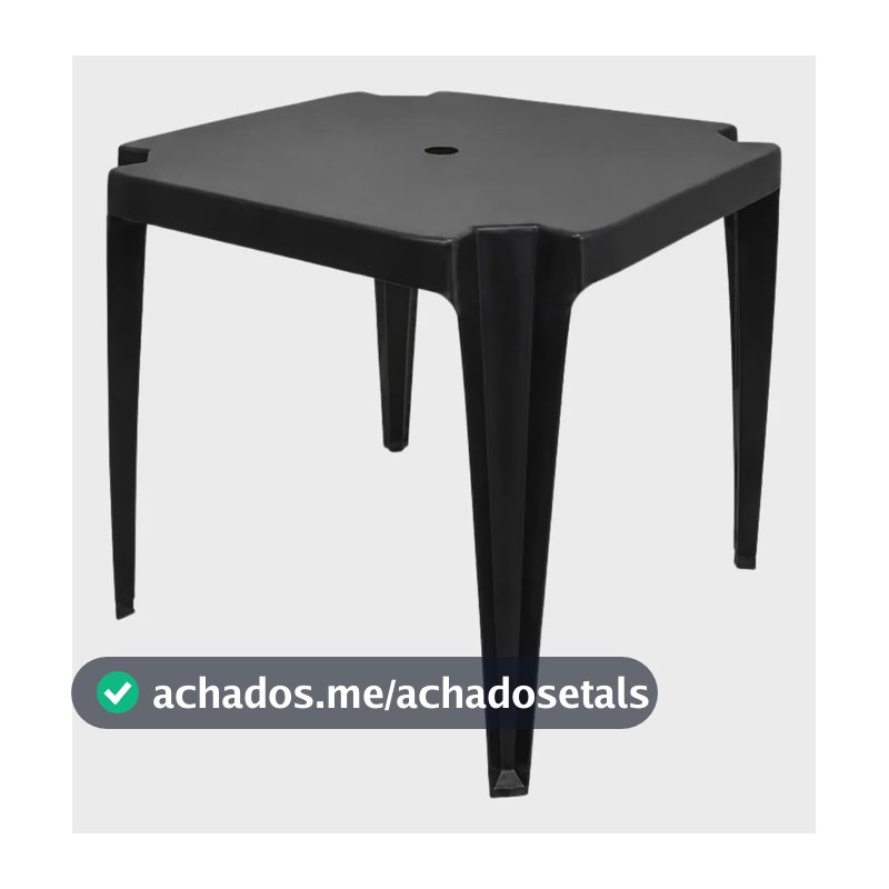 Mesa Externa WG Acessórios Mesa Quadrada Monobloco de Plástico Preto