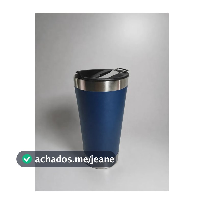Copo Térmico 473ml Com Tampa E Abridor Para Cerveja Bebidas Cor Azul Liso
