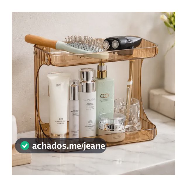 Organizador De Maquiagem 2 Andares Cosméticos Multiuso Marrom-claro