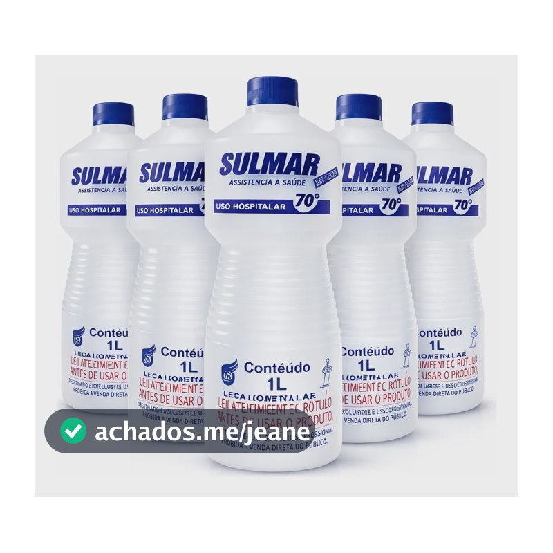 5x Alcool 1l Bactericida Tupi 70 Original