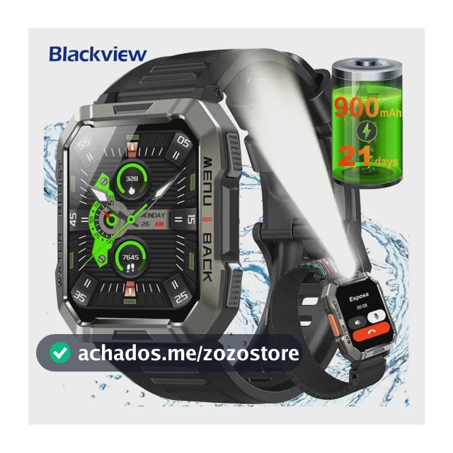 Smartwatch Blackview W60-BLACK tela de 2.1" com pulseira de silicone - cor preto