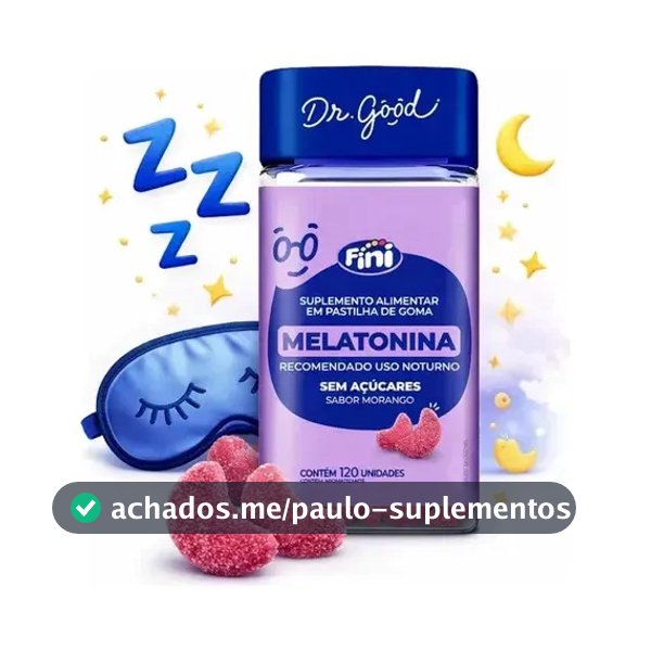 Melatonina Fini: Gomas Para Com Sabor Morango, Veganas e Sem Glúten - 120 Unidades