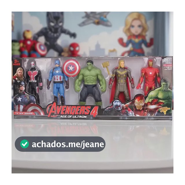 Kit 5 Bonecos Vingadores Marvel Articulados 15cm Com Led Capitão América, Hulk, Homem de Ferro, Thor, Homem-Formiga Brinquedo