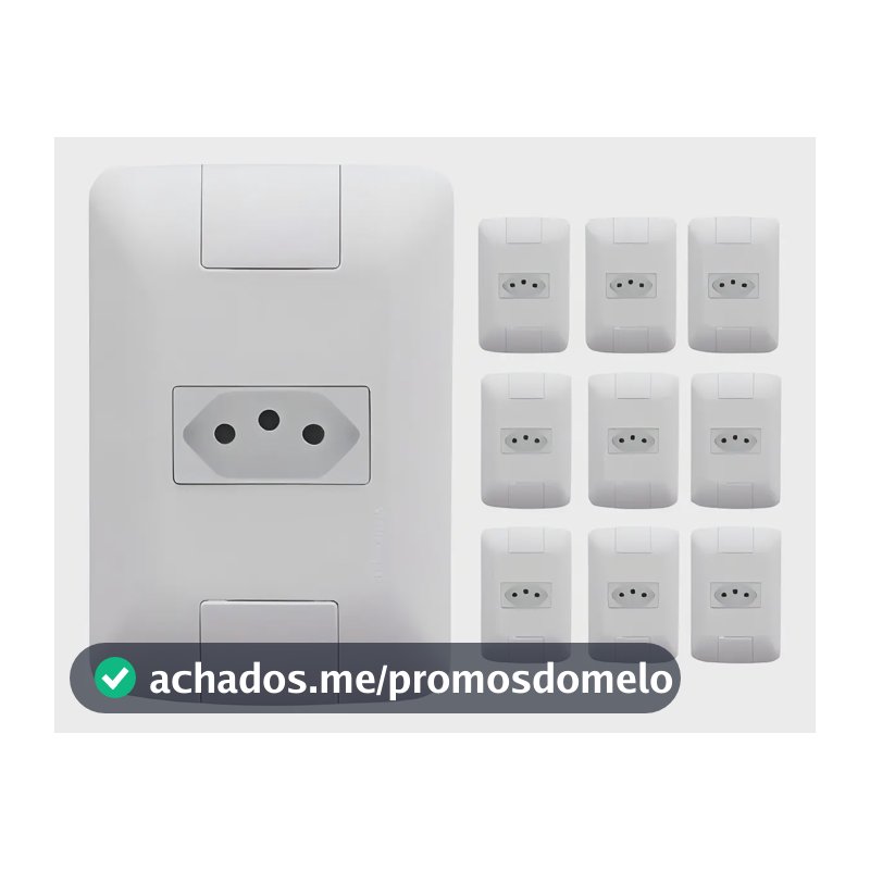 Kit Com 10 Tomadas Simples 10a 250v 2p+t Tramontina Aria Cor Branco