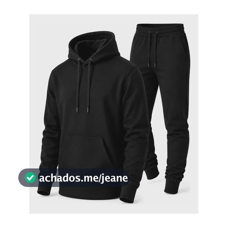 Conjunto Calça E Blusa De Moletom Liso Masculino Unissex Gg Preto