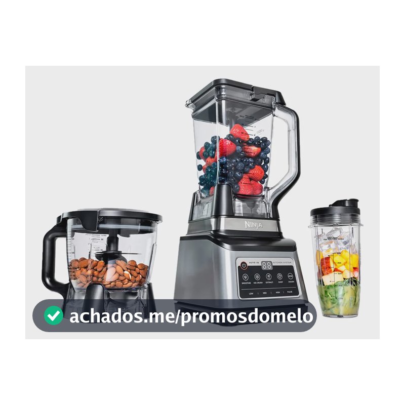 Liquidificador Ninja Kitchen System 3 em 1 Processador e Triturador Jarras de 2,2 Litros e 700ml 1.200W 110V