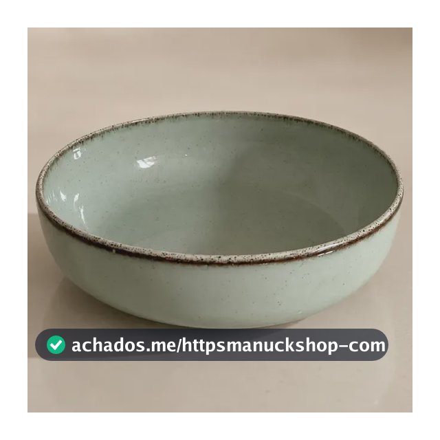 Tigela Bowl De Porcelana Verde Menta Borda Rústica 400ml Verde Menta