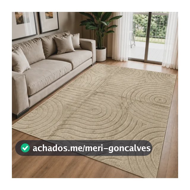 Tapete Moderno 2,0x1,5m Antiderrapante Alto Relevo Sala 2 M 1.5 M Bege