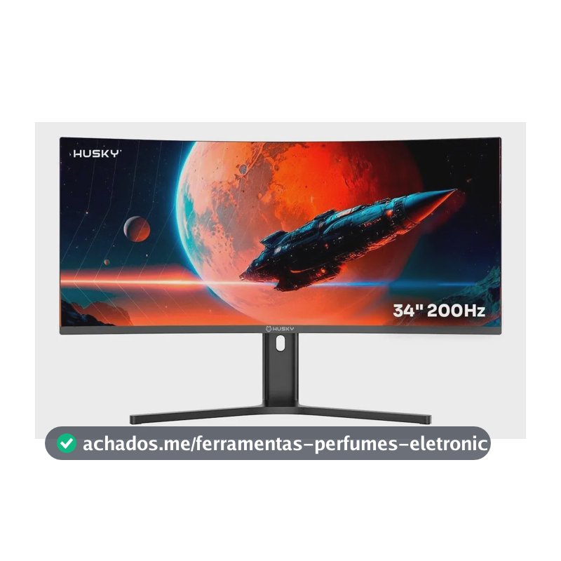 Monitor Gamer Curvo Husky Boreal 34  - Wqhd, 200hz, 1ms Preto 127/220v