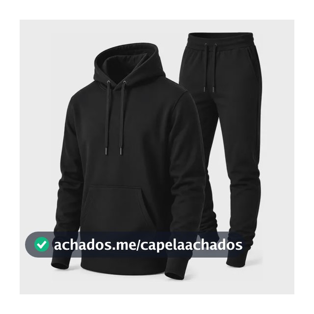 Conjunto Calça E Blusa De Moletom Liso Masculino Unissex M Preto